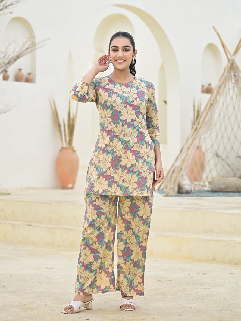 Shifory Purple Cotton Kurti Palazzo Set for Women - Image 4